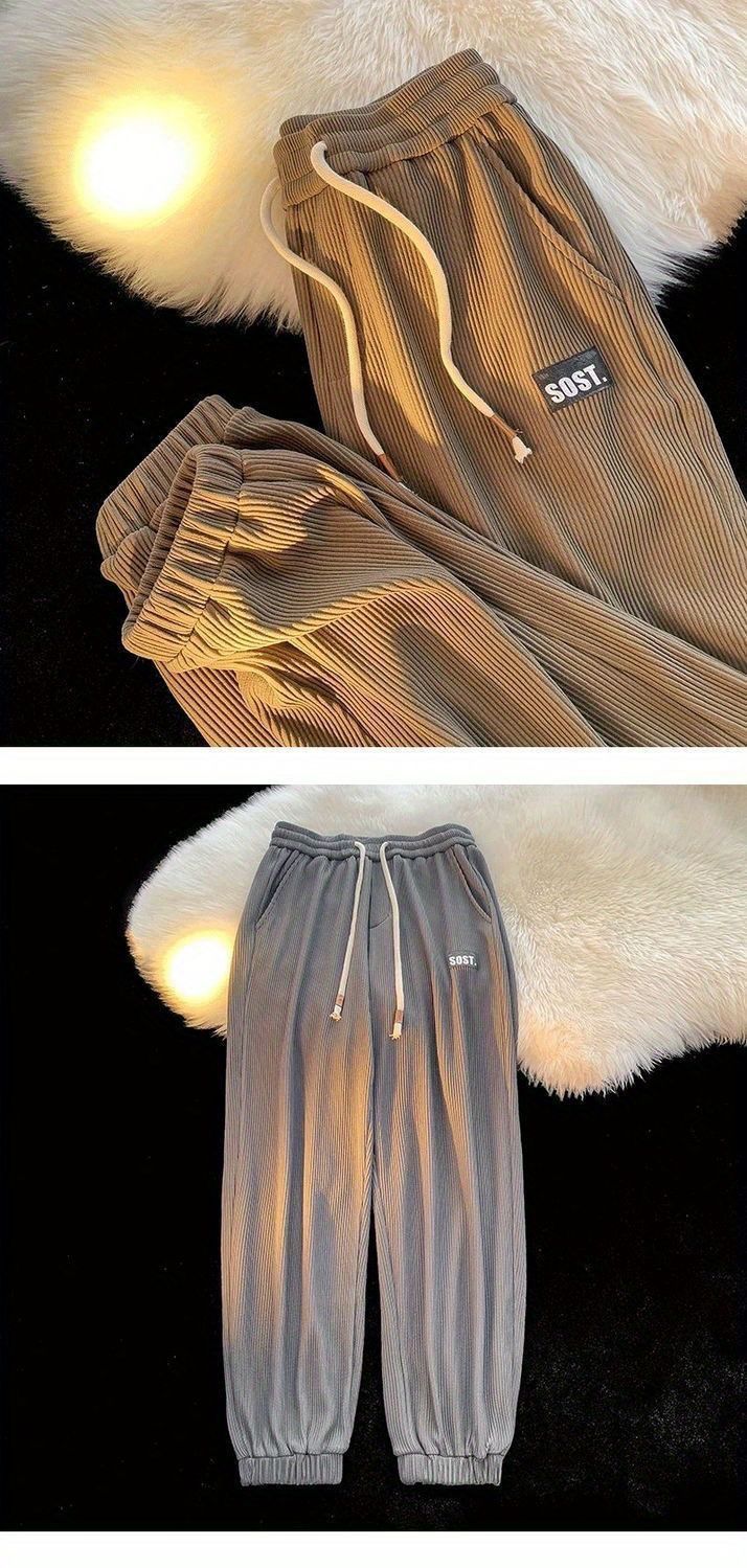 Men's Clothing Corduroy casual pants 2024 spring and summer loose Hong Kong style versatile sports pants with cuff design pants ins trendy brand_voghion.com
