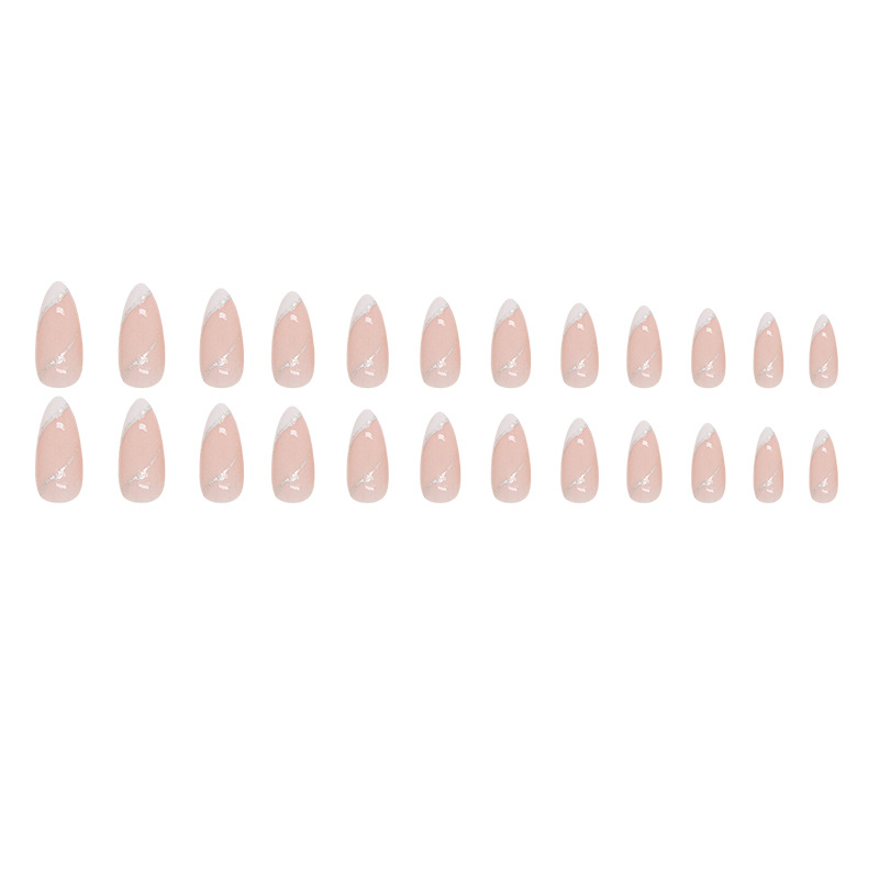 Unghii false simple cu gradient, 24 buc, cu cap rotund și migdale, purtabile, albe, cu presă pe unghii, acoperire completă, T pentru unghii_voghion.com