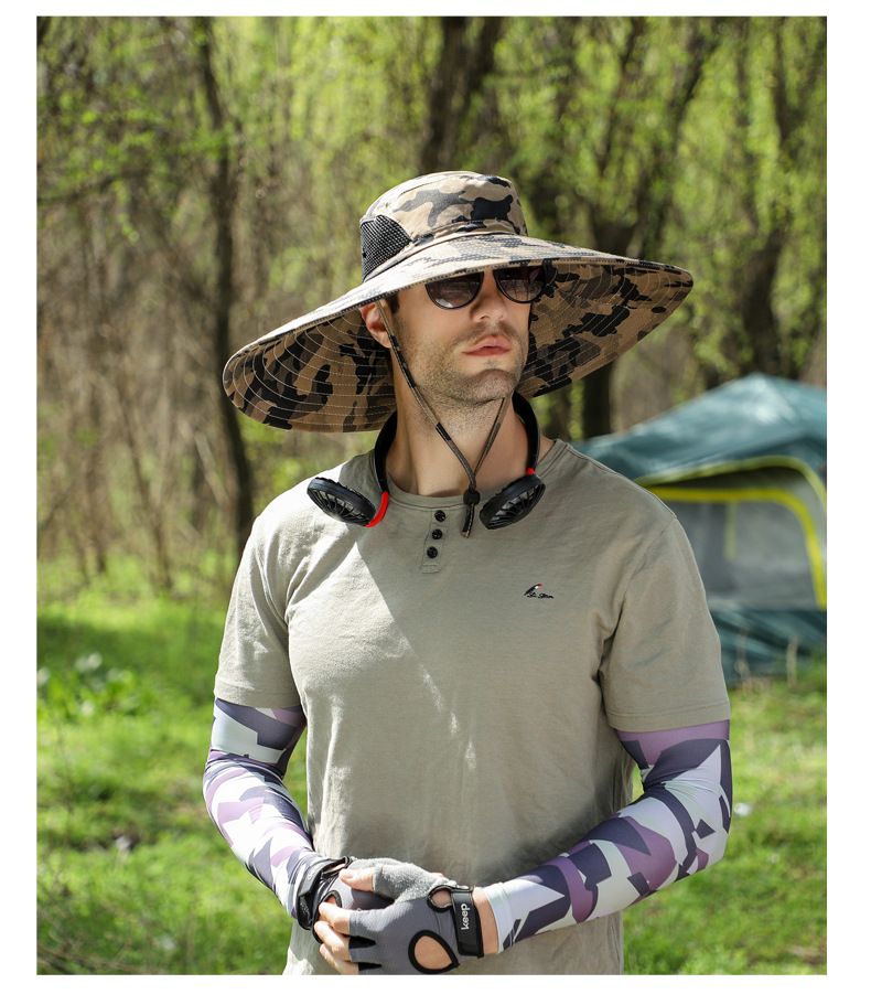 Fischerhut mit 16 cm breiter Krempe – Sonnenschutz LSF 50+ mit Tarndesign und Netzbelüftung für Männer und Frauen_voghion.com