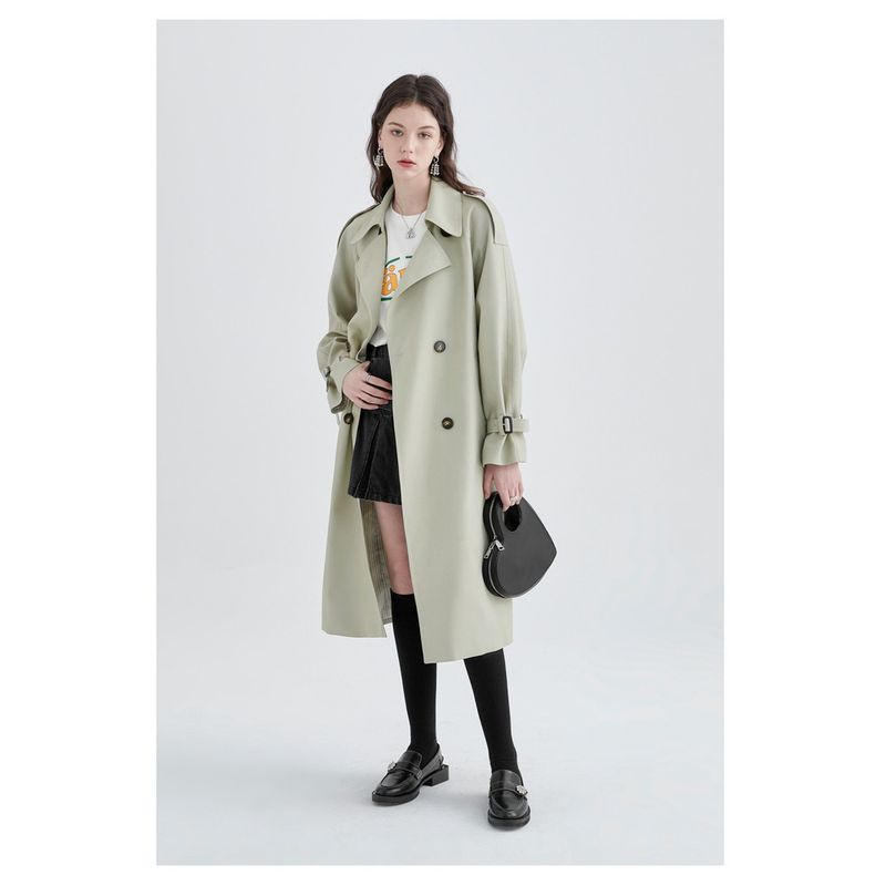 popular British trench for women in spring autumn, medium to long length, small, casual, high-end, and stylish coat_voghion.com