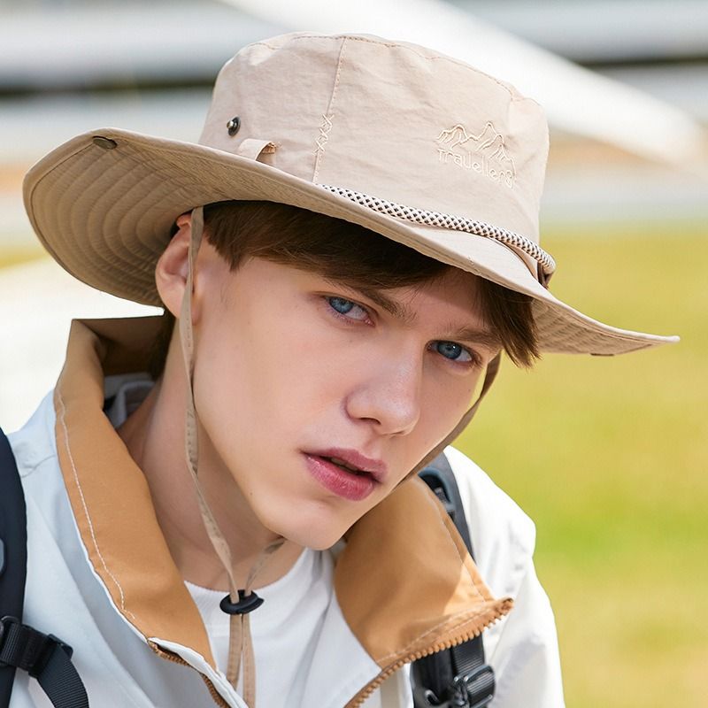 Neuheiten Outdoor-Eimer für Männer Frauen Breite Krempe Angeln Wandern Boonie Anti UV Sonnenkappe Faltbarer Klettern Jagd Fischerhut_voghion.com