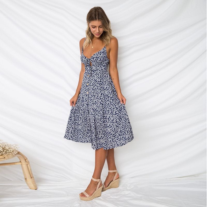 Abito lungo estivo con stampa animalier, a righe, senza maniche, con cerniera alta e bottoni, stampato, tinta unita e stropicciato, più ampio, più lungo_voghion.com