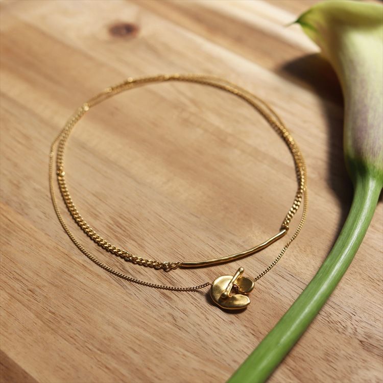 Ena Matsumoto Collaboration Double Layer Necklace Japanese Niche Design Brass Gold-Plated Two-Way Sweater Chain For Women_voghion.com