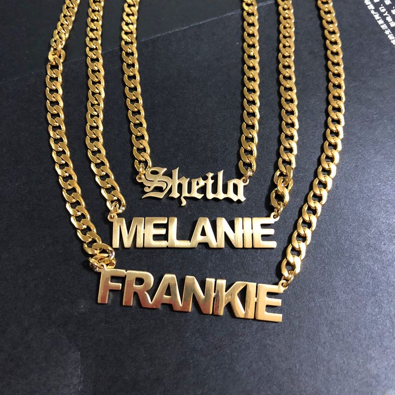 Collana con catena in metallo con ritenzione del colore, in acciaio inossidabile galvanizzato, con nome cubano personalizzato, per uomo_voghion.com