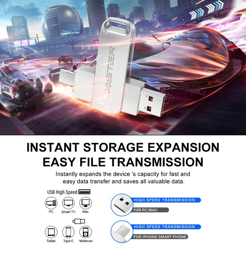 Naprave za shranjevanje USB ključek tipa C avtomobilski USB ključek vrtljiv visokohitrostni kovinski USB ključek z dvojno uporabo velike zmogljivosti_voghion.com