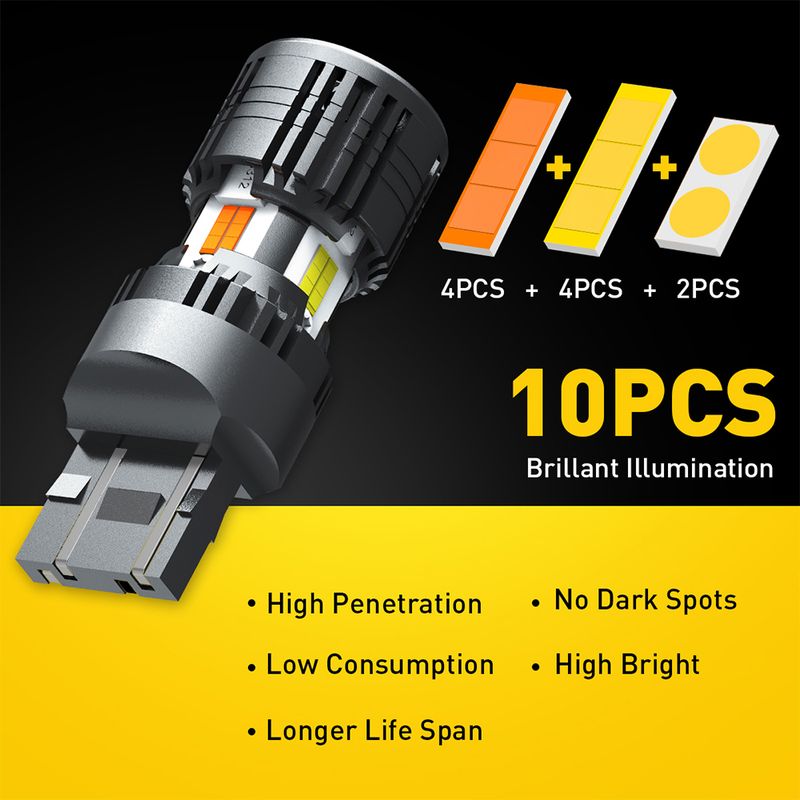 AUXITO 2Pcs T20 7443 W21/5W LED Canbus Reverse 7440 W21W WY21W Birne Für Toyota Corolla Camry Schwanz blinker Lichter_voghion.com