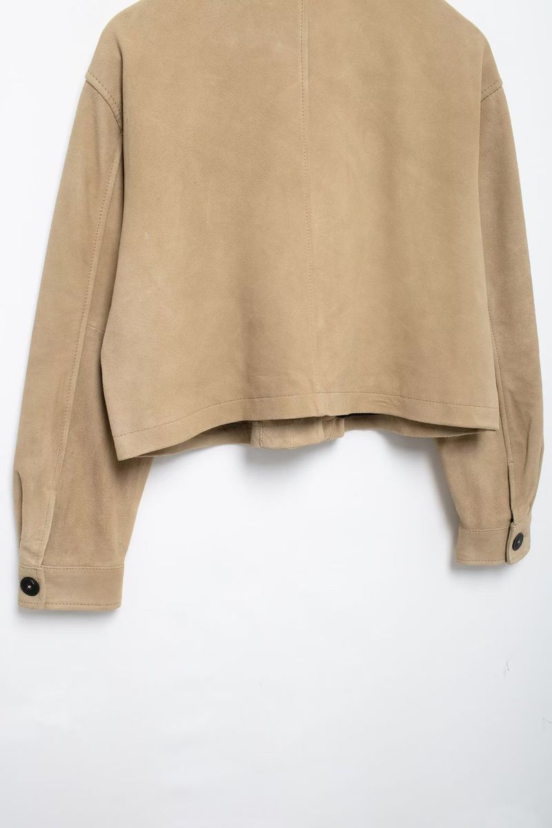 Vêtements pour femmes automne et hiver nouveau style veste courte en velours de peau de cerf à boutonnage simple_voghion.com