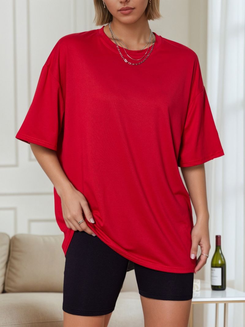 Solid Color Multi-color Plus Size In Summer 2025, Casual And Versatile Half Sleeved T-shirt For Women_voghion.com