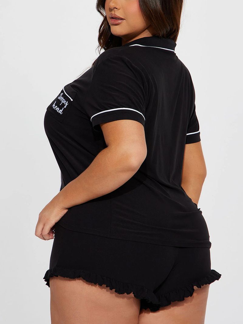 Pigiama estivo da donna - Top a maniche corte con risvolto e pantaloncini - Tessuto in morbida seta di latte - Comodo per la casa e il pigiama - Leggero e traspirante_voghion.com
