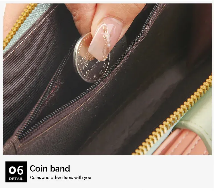 Frauen Lange Brieftasche Pu-leder Halter Große Kapazität Haspe Reißverschluss Geldbörse Multi-karten-organizer Handy Armband_voghion.com