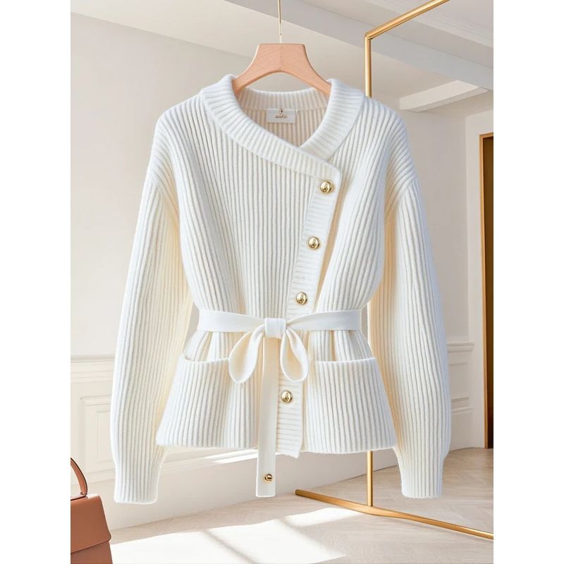 Elegant French-Inspired Women's Knitwear Set - Cozy Pullover Sweater & Flowy Wide-Leg Pants, Soft Polyester Lounge Outfit For Casual Chic Style_voghion.com