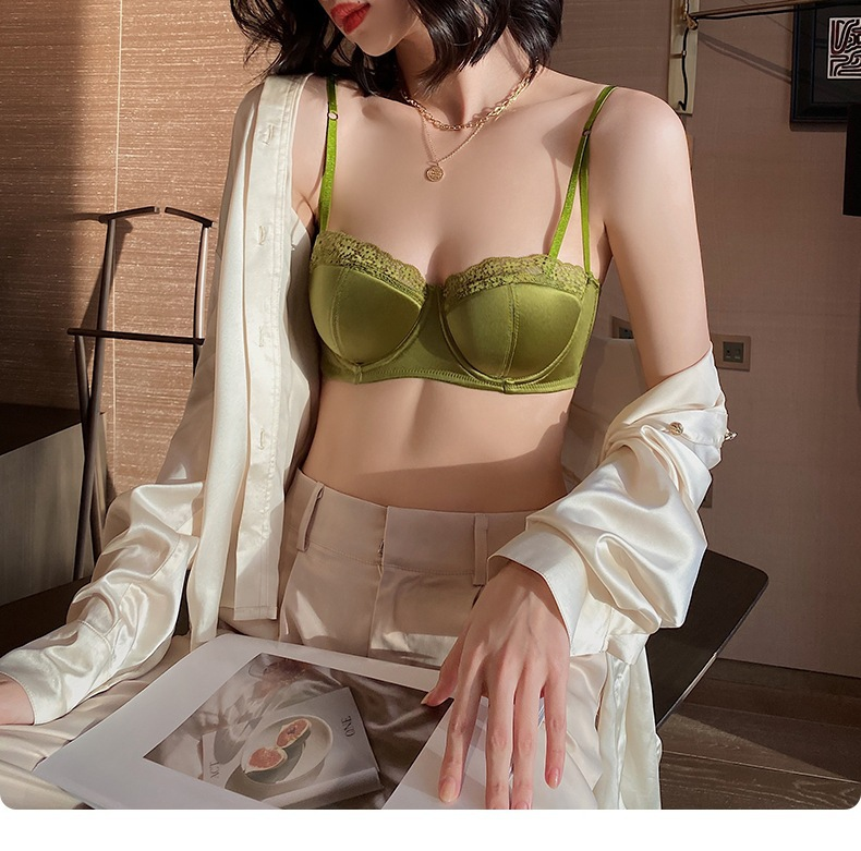 Nuovo reggiseno sexy in raso sottile da donna in stile francese con seno grande e piccolo supporto superiore_voghion.com