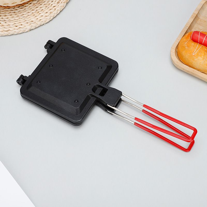 Doppelseitige, faltbare Sandwich-Backform, Haushaltspfanne, Toastbrot-Bratpfanne, Ofen, Outdoor, tragbare Antihaft-Bratpfanne_voghion.com