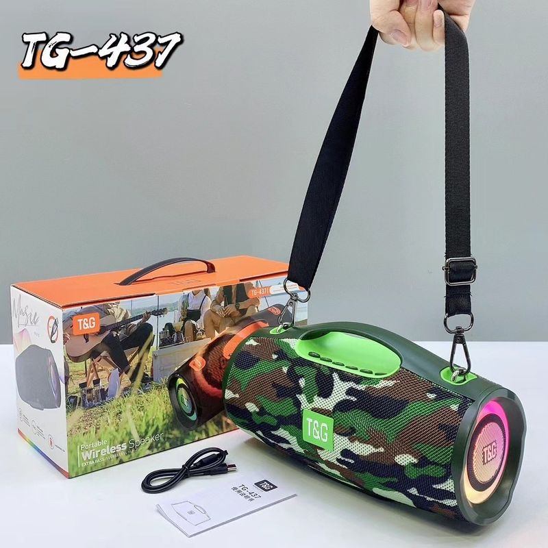 Tragbares TG437 Bluetooth mit Riemen und buntem LED-Licht, 20 W Doppellautsprecher, TWS-Subwoofer-Soundsystem_voghion.com