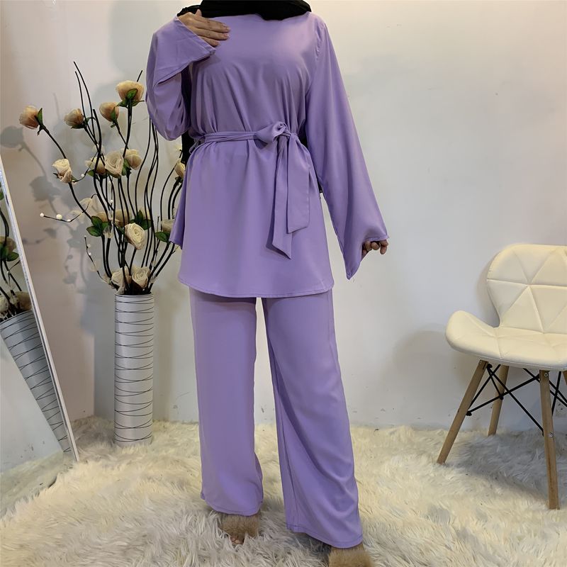 Two-pieces Abaya Turkish Kimono Tops Pants Muslim Dress Abayas Hijab Robe Dubai Caftan Kaftan Islam Clothing For Women Fashion_voghion.com