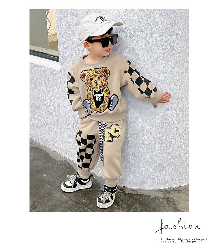 Conjunto de osito para niños, suéter callejero explosivo de celebridades de Internet, edición coreana, primavera y otoño, 2023_voghion.com