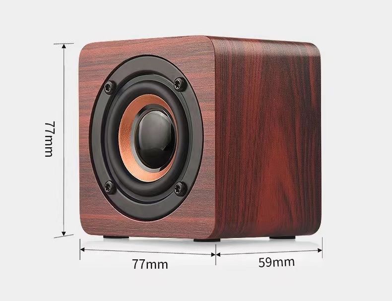 Q1 Caixa de Som Bluetooth Portátil de Madeira Mini Subwoofer de Áudio Sem Fio para Celular Presente Alta Potência Volume Criativo_voghion.com