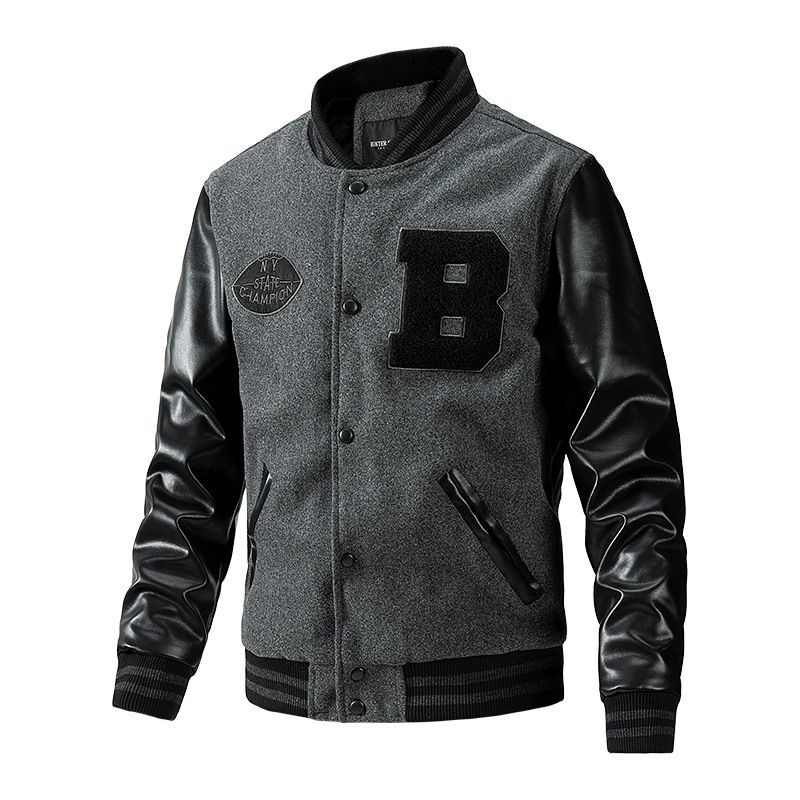 Neue Herrenjacke für Herbst und Winter mit Baumwoll-Baseballkragen, Wolljacke in Übergröße, Herrenbekleidung_voghion.com