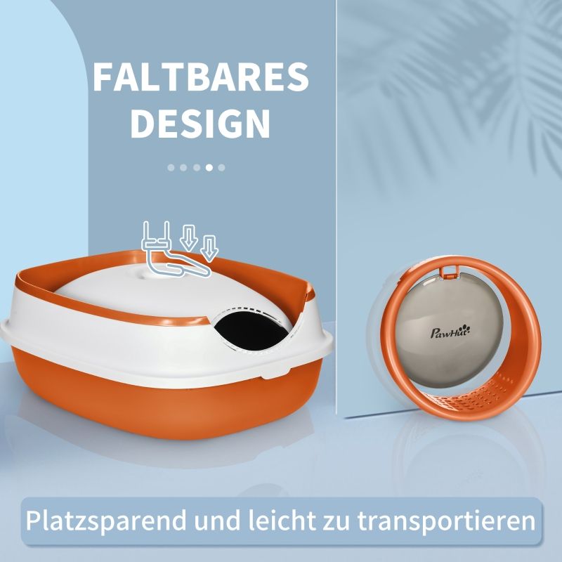 Katzentoilette con deckel und streuschaufel, bis 5kg, bianco/arancione_voghion.com