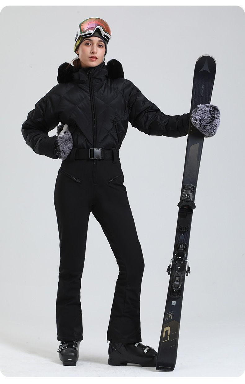 001 Nuevo traje de esquí de una pieza para mujer, impermeable, cortavientos, cálido, para deportes al aire libre, de plumón, para exportación._voghion.com
