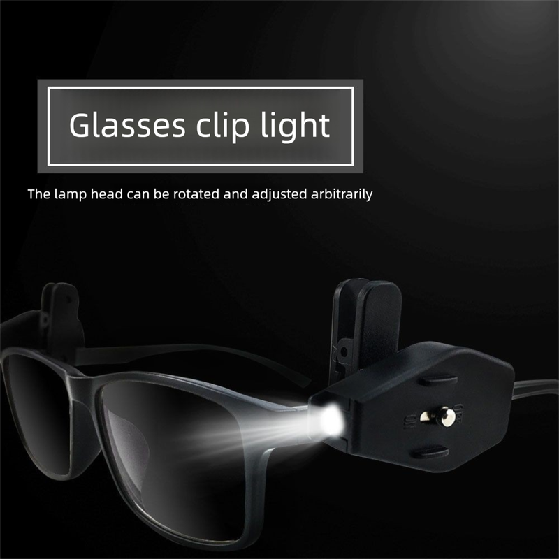 Lunettes LED multifonctions à clip, mini lampe de poche, éclairage de lecture, éclairage de nuit, éclairage de pêche en plein air, type batterie_voghion.com