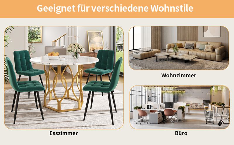 Runder Esstisch 100x76cm Mit Marmorplatte, Goldene Beine_voghion.com