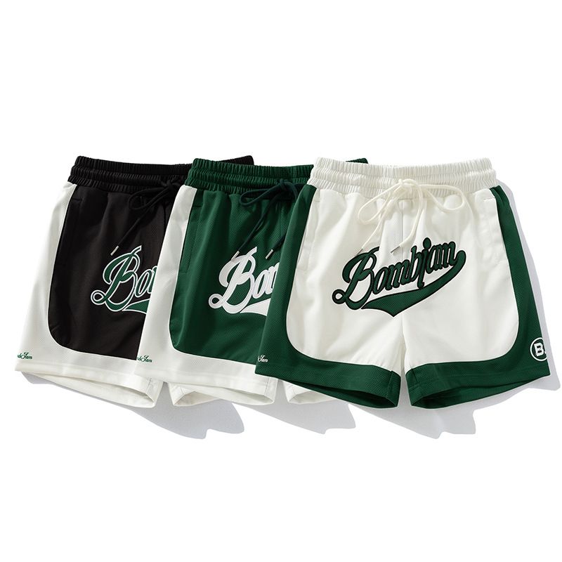 Herrenbekleidung 2024 Neue Sommertrendmarke für Herren Amerikanische lockere Lauf-Mesh-Schnelltrocknungs-Sport-Shorts in Kontrastfarbe Basketball-Shorts_voghion.com