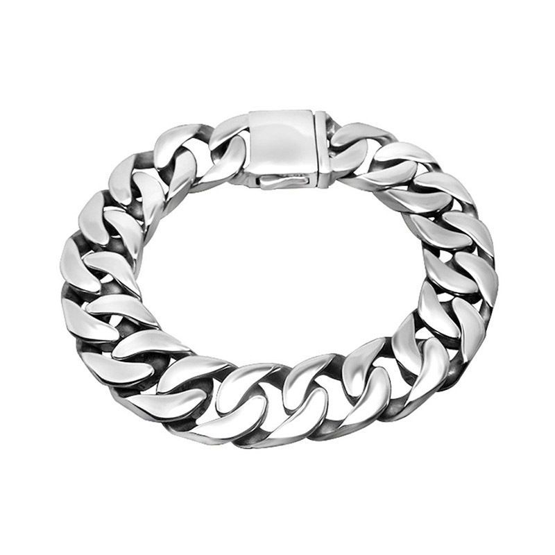 Bracciale da uomo in acciaio al titanio con fusione di roccia piatta e liscia CE194_voghion.com