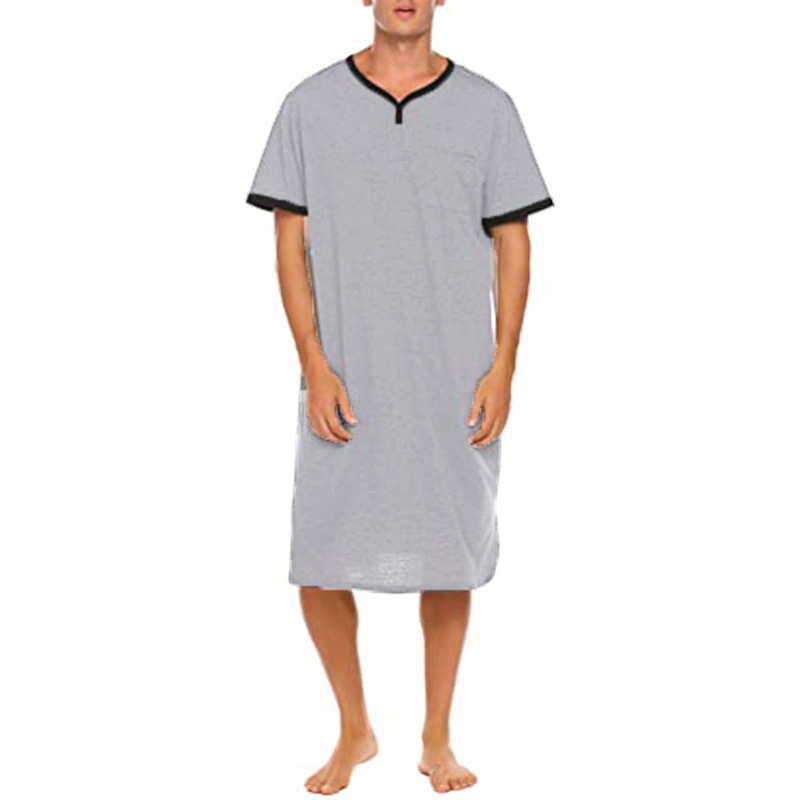 Dünnes und längliches Modal-Nachthemd, lockerer, hautfreundlicher Pyjama mit kurzen Ärmeln, Herren-T-Shirts, Heimkleidung_voghion.com