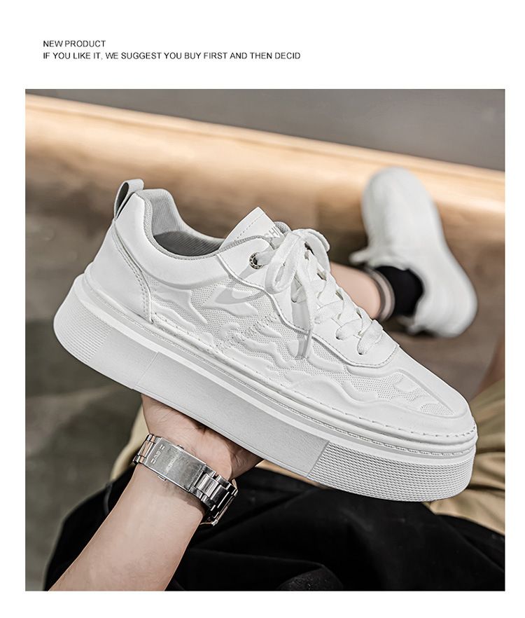 Men's Spring New Breathable White For Male Students Versatile Thick-Soled Sneakers Casual Board Trendy Shoes_voghion.com