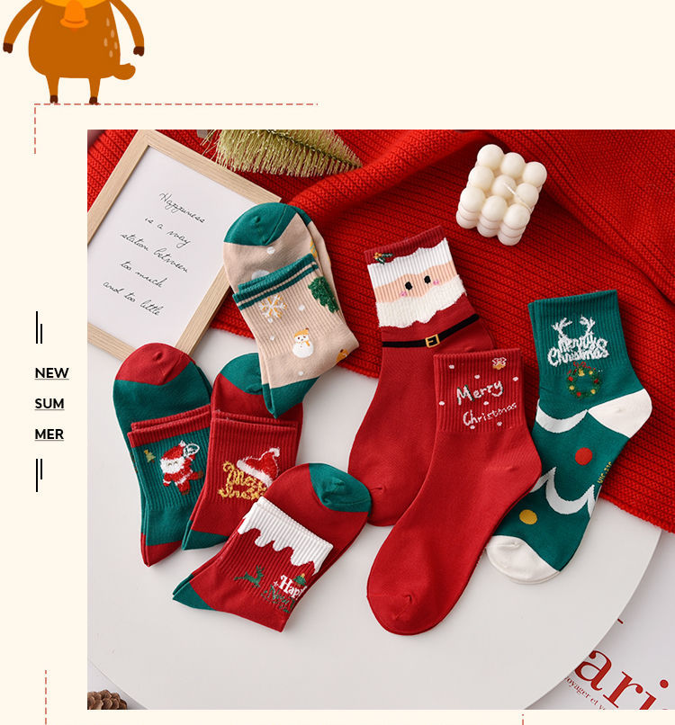 Christmas children's mid length , autumn and winter, red socks for the year of origin, couples, student gifts,_voghion.com