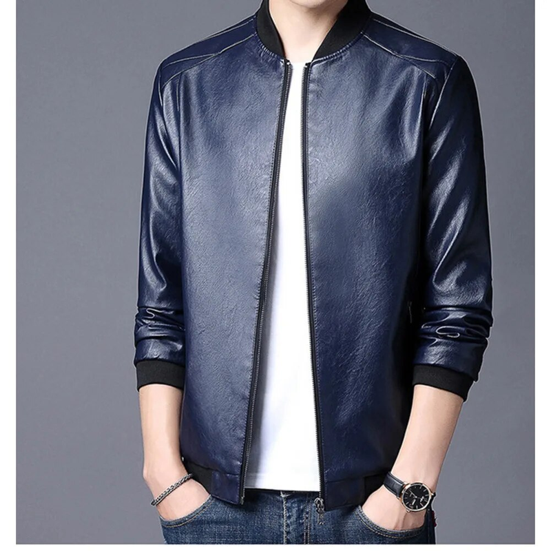 Oversized autumn standing collar, for men with fat guy jacket, youth motorcycle leather jacket_voghion.com