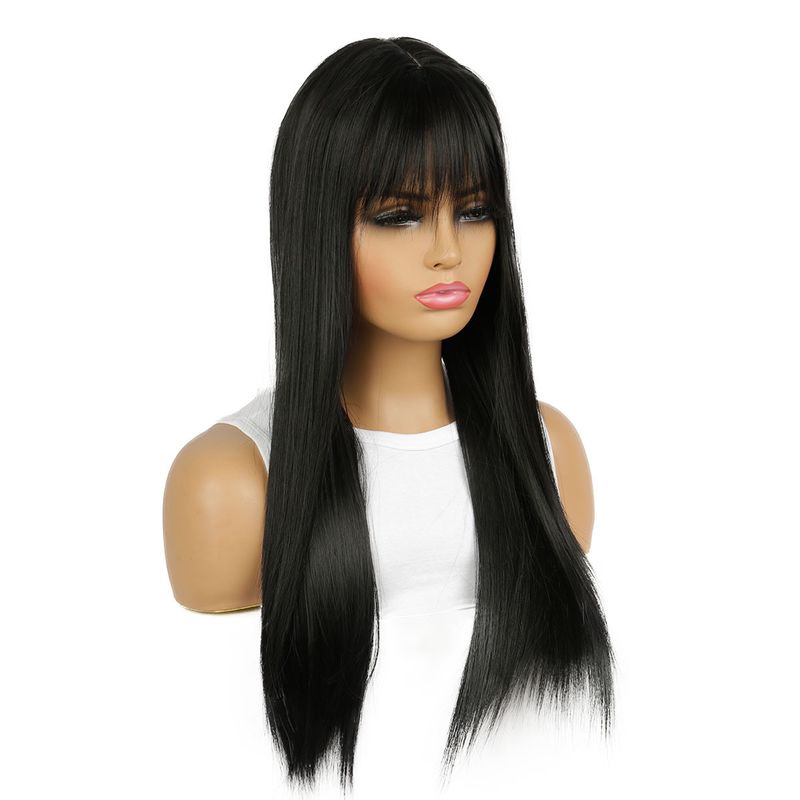 Hair Extensions Wigs Hot Selling Wigs For Women Synthetic Fiber Full Head Cover Black Bangs Cos Long Straight Hair_voghion.com