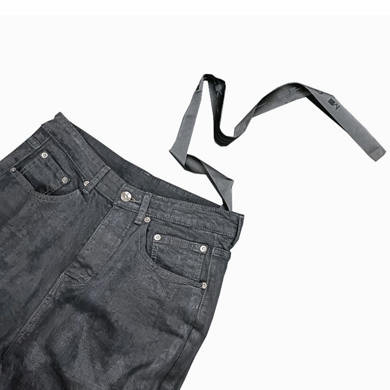 Wax Pants, Long Pants, Purely Hand-brushed Wax-coated Wax-faced Flared High-elastic Jeans, Dark Wind_voghion.com