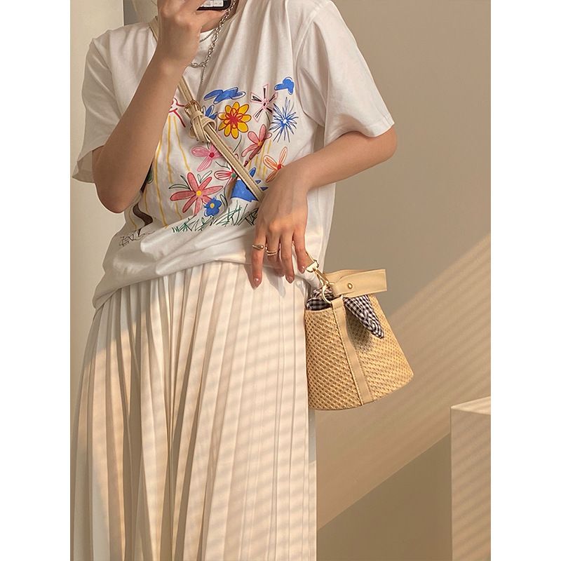Borsa a secchiello in paglia estiva 2025, Fashion Webstar, borsa a mano con nodo personalizzata, borsa a tracolla singola da donna in tessuto intrecciato_voghion.com