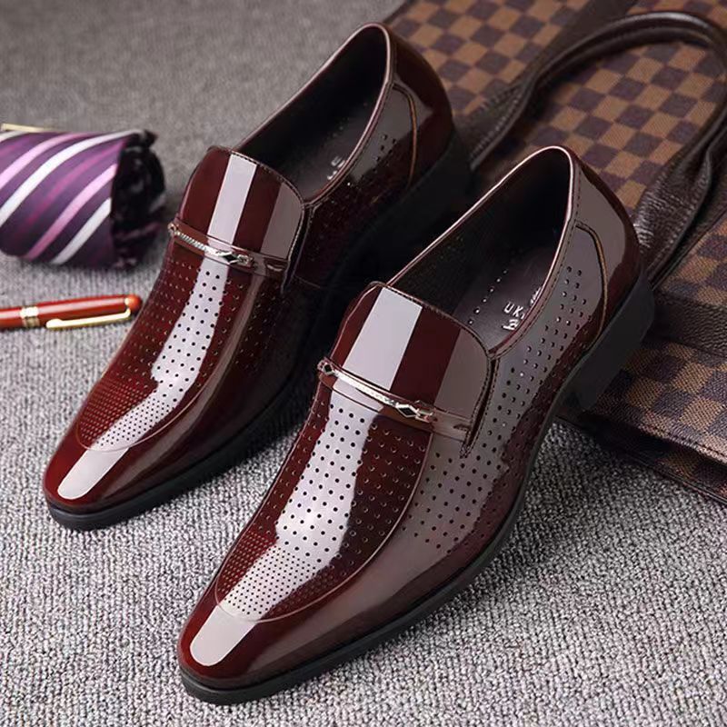 Leather For Men's Youth In Large Size, Business, Leisure, Formal Dress, Foot Covering Patent Leather, Glossy Shoes,_voghion.com