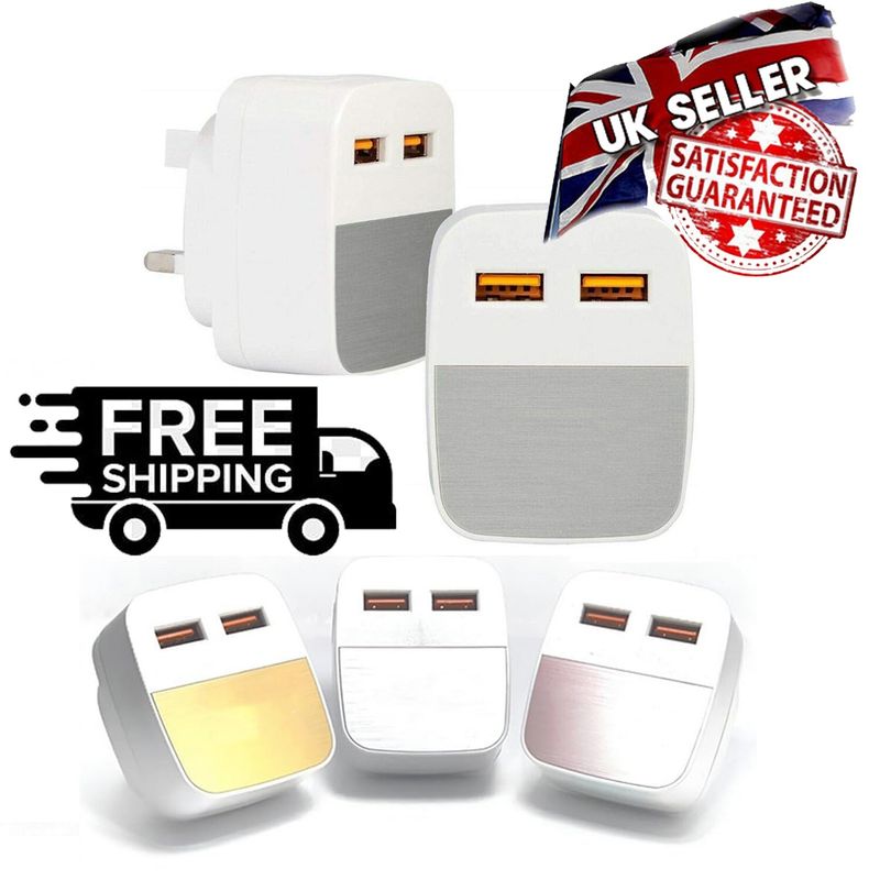 3-Pin Wall Plug 2.1A Fast Charger | Dual USB Port Mobile Phone Power Adapter UK_voghion.com
