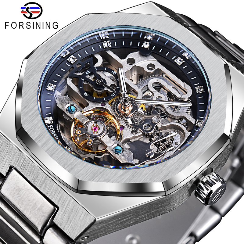 Forsining - Men's casual 3D diamond module, trimmed watch, military shoes, tourbillon, watch area Me_voghion.com