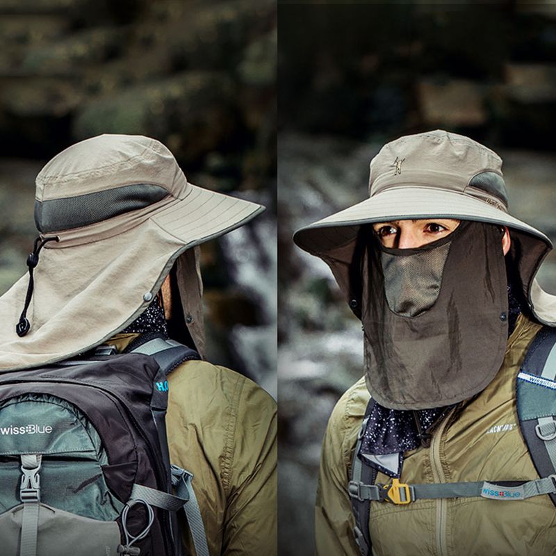 Mode 2024 Neue Mode Sommer Eimer Hut Cowboy Männer Outdoor Angeln Wandern Strand Hüte Mesh Atmungsaktiv Anti UV Sonne Kappe Große_voghion.com