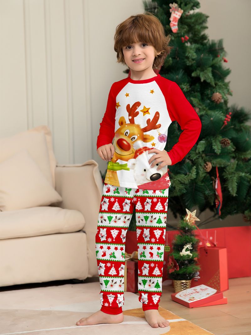 Weihnachten hirsch schnee Bär Weihnachten familie kleid gedruckt hause kleid pyjamas_voghion.com
