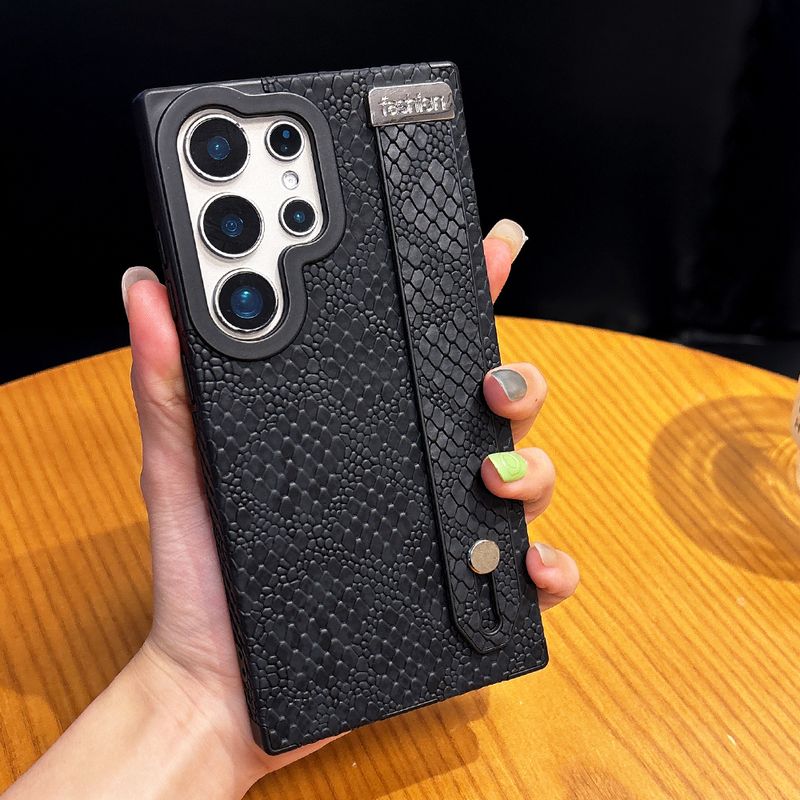 Custodia in pelle con trama in pelle di serpente per Samsung S25 Ultra S24 Plus, custodia in silicone morbido con ricarica wireless magnetica_voghion.com