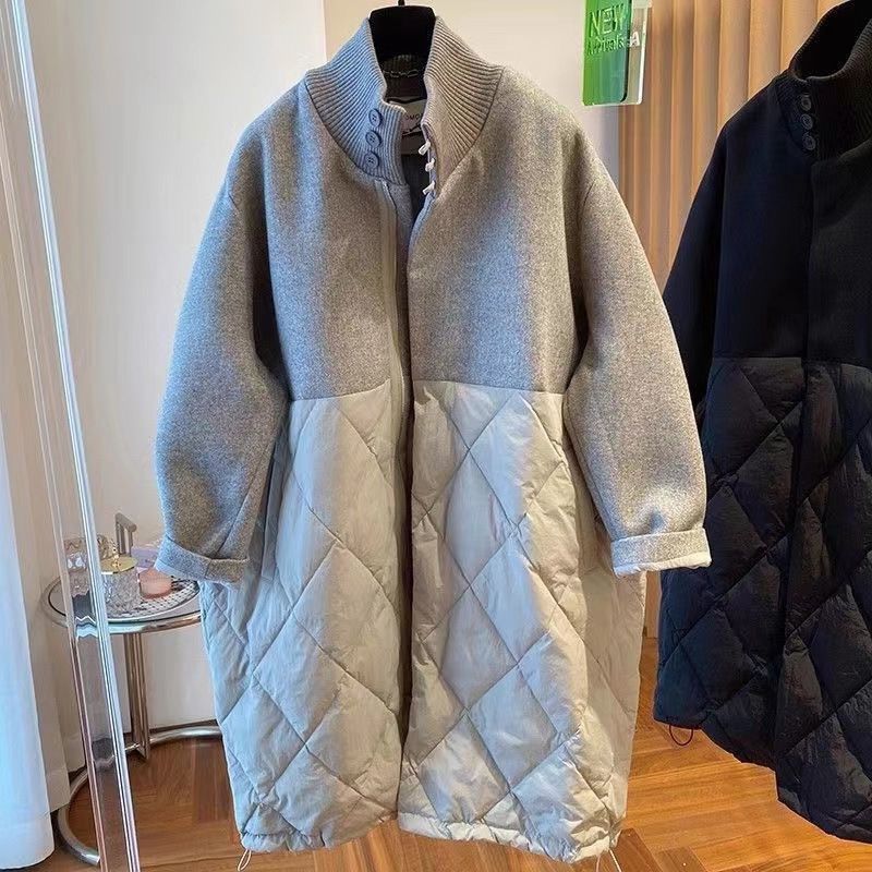 Oblačila velikih velikosti, dizajn Fat Mm, nišna volnena oblačila iz bombaža, ženska srednje dolga do dolga zimska jakna_voghion.com