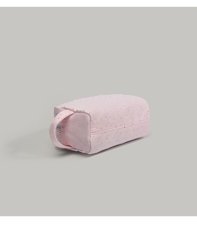 Borsa per il trucco in velluto con strass - Organizer per cosmetici elegante e portatile, pochette da viaggio per articoli da toeletta, piccola borsa per gli oggetti essenziali quotidiani_voghion.com
