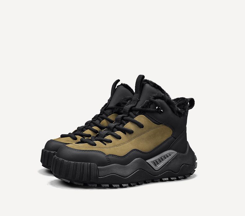Men's winter snow with plush thickened warm shoes and fur integrated work waterproof, anti slip, cold resistant labor_voghion.com