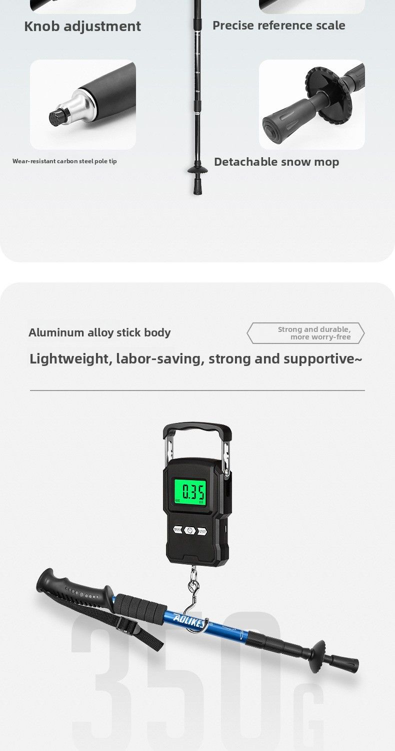 Aluminum Alloy Trekking Poles With Straight Handle, Ultra-light, Extendable, Outdoor Hiking Walking Sticks For Mountain_voghion.com