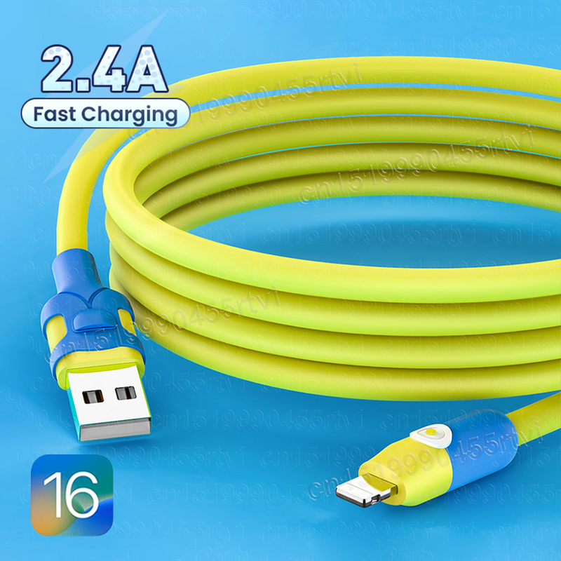 Thick Extra USB Charging Cable For iPhone 14 13 12 11 Pro Max XS 6s 7 8 Plus Soft TPE Phone Fast Charger Cord_voghion.com