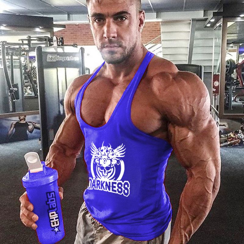 Summer Fitness Tank Top For Men Loose Training Racerback Sleeveless Cotton Basketball Sports Muscle Bodybuilding Trendy_voghion.com
