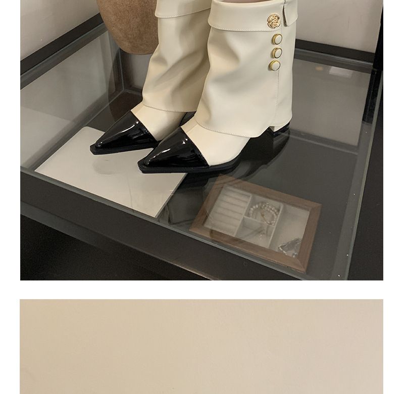 Autumn Winter New Fashion Versatile Short Heel Riding Elegant Small Incense Style Color Collision Ankle Boots Casual Wear Comfortable Lightweight_voghion.com