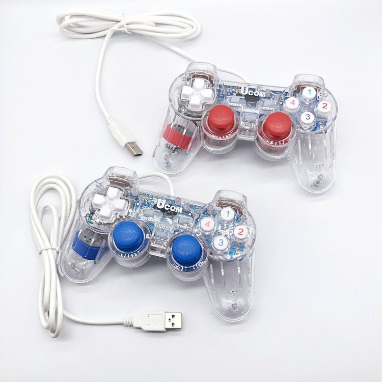 Heißer Verkauf 208USB Transparent Shell Controller Inländischen Bunte Leucht 3D Joystick Spielkonsole Vibration_voghion.com