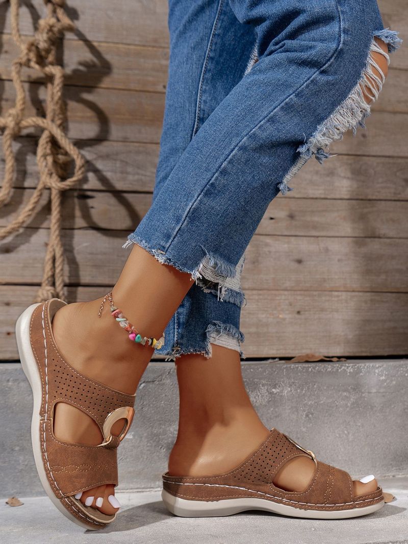 Scarpe da donna sandali con zeppa di grandi dimensioni cuciti con fondo spesso moda femminile punta aperta infradito da spiaggia_voghion.com